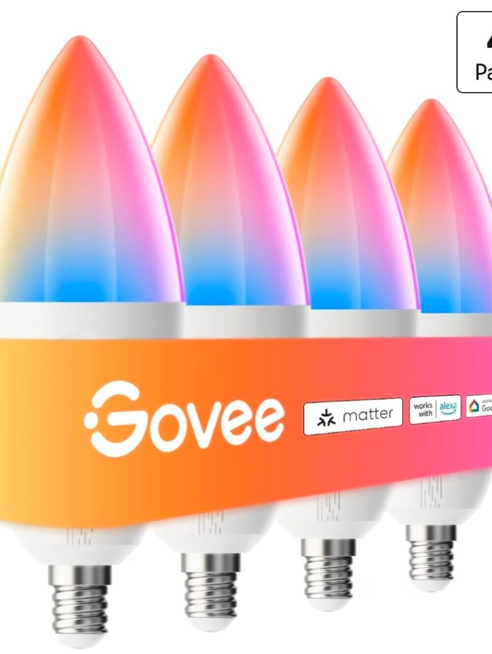 Govee E12 Led Bulb, Color Changing Candelabra Bulbs 450 LM, 80 CRI, 4 Pack